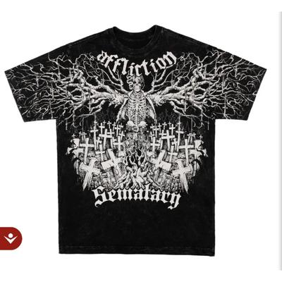 Affliction Vintage Graphic Tee Men 2000s Retro Punk Oversized Cotton T-Shirt Hip Hop Streetwear Round Neck Short Sleeve Top