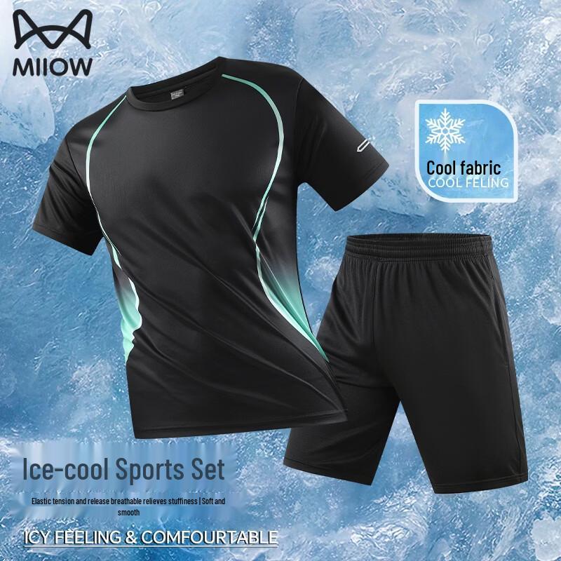MiiOW Men s Summer Cool-Touch Gradient Sportswear Set 3XL
