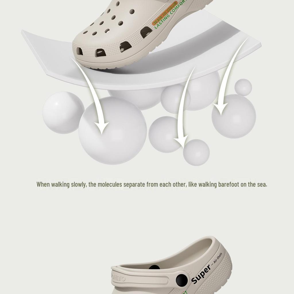 Buty EVA z dziurkami: 2025 Antypoślizgowe Dezodorujące Kapcie Zamknięte na Palce na Plażę i na Zewnątrz, Letni Styl Męski i Damski z Unikalnym Komfortem Kroku.