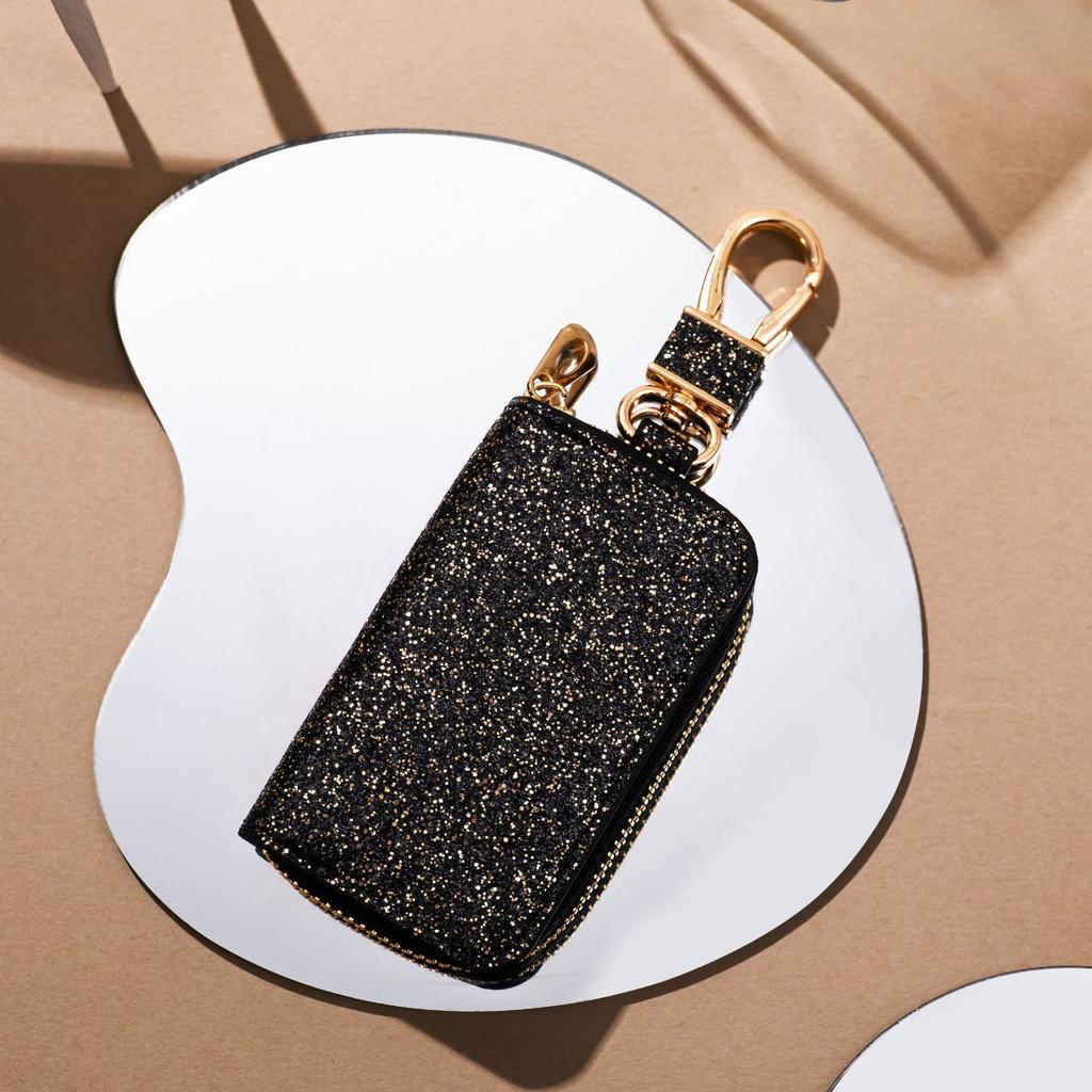 PU-Leder Reißverschluss Schlüsselhalter Organizer Auto Schlüssel Tasche Geldbörse Herren Damen Mode Einfach Schlüsseletui Tasche Schlüsselanhänger Geldbörse