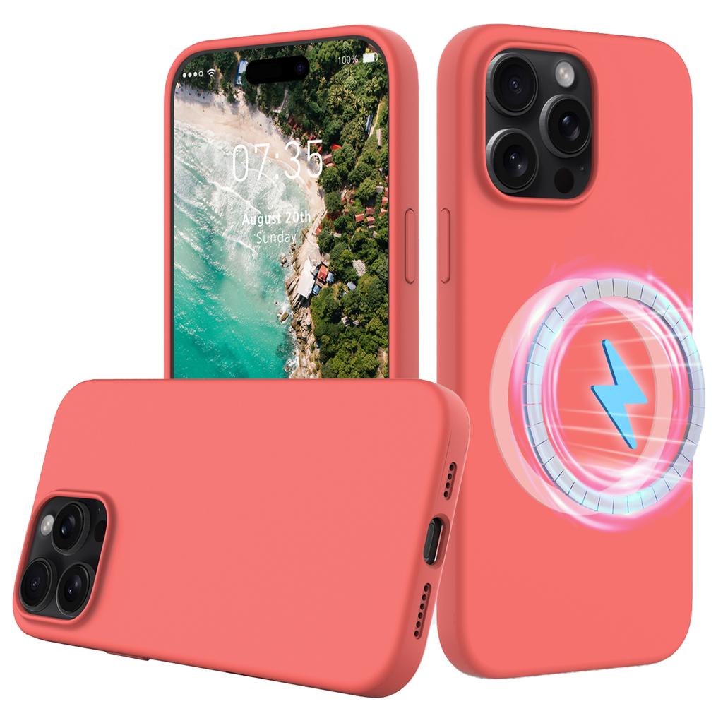 Pro iPhone 16 Pro Magnetické pouzdro Nárazuvzdorný kryt na telefon z tekutého silikonu