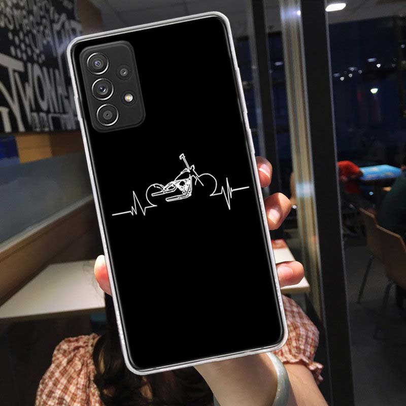 Motorcycle Heartbeat Phone Case for Samsung A54 A57 A37 A17 A14 A15 A12 A24 A34 A55 A35 A25 A52S A07 A05S A04S A22 A32 A72 Galax