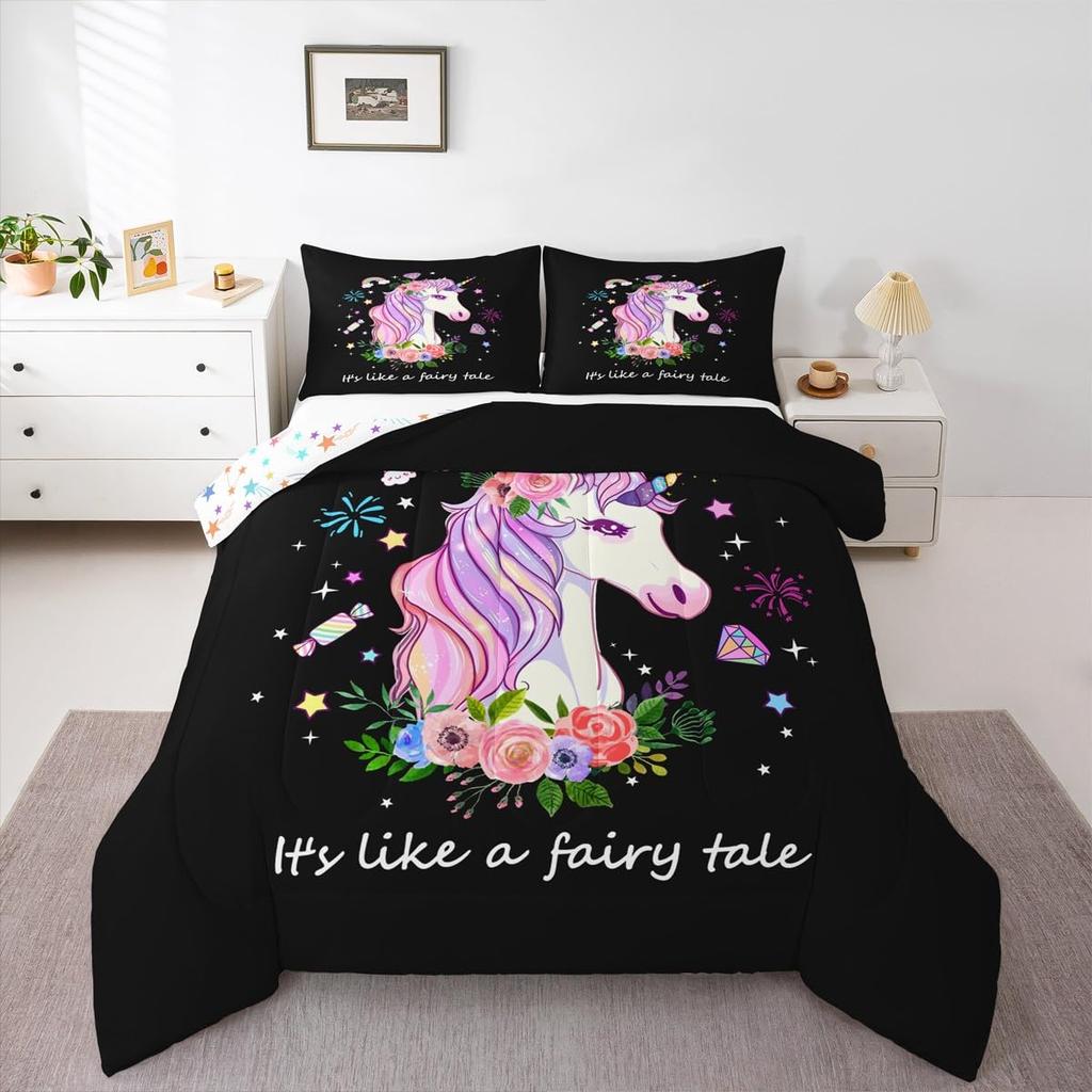 Butterfly Dream Catcher Comforter Set for Kids Teens Girls, Mandala Feather Bedding Down Comforter Twin Size, Bohemian Duvet Insert, Galaxy