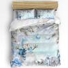 Christmas Poinsettia Ball Fir Leaves Snowman 3pcs Bedding Set For Double Bed Home Textile Duvet Cover Quilt Cover Pillowcase