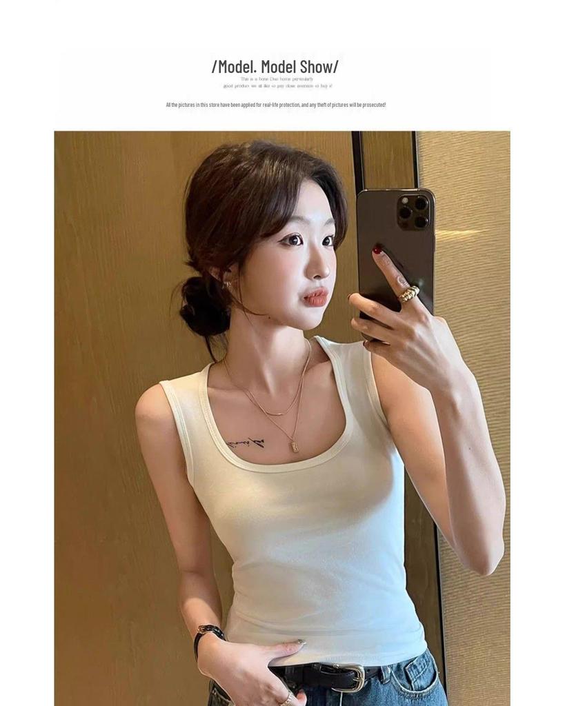 Women's Cotton Y-Back Tank Top - Versatile, Slimming, Casual Wear Camisole for Spring and Summer