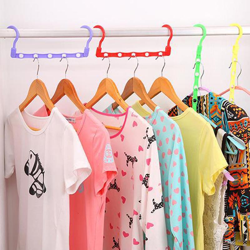 1 PC 5 Holes Wardrobe Hanger Storage Plastic Clothes Hanging Hook