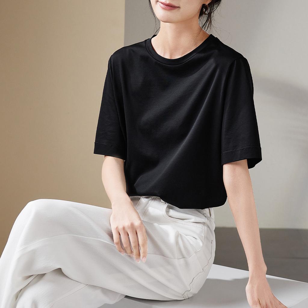 Simple commuting basic T-shirt for women in summer 2025, fashionable, loose, casual, versatile, solid color top