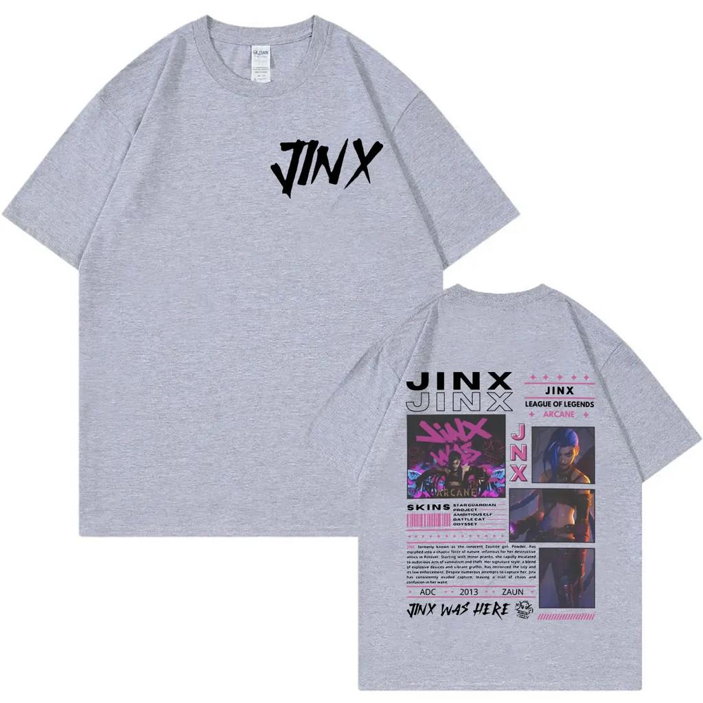 T-shirt Grafiche a Fumetti Arcane Jinx da Uomo e Donna, T-shirt a Maniche Corte Retro Gotico, T-shirt Casual in Cotone, Moda