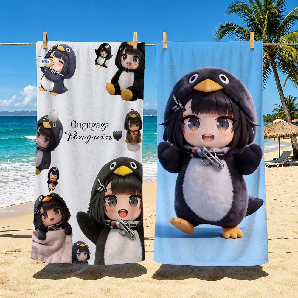 Cartoon Gugu Gaga Penguin Towel Towel Soft Pool Gift For Travel Gym Shower Cool Camping Quick Dry Sports  Large Beach Towel