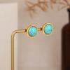 Bohemia Style Round Turquoise Stud Earrings Vintage Gold Plated Minimalist Small Earring Fashion Summer Beach Jewelry for Women