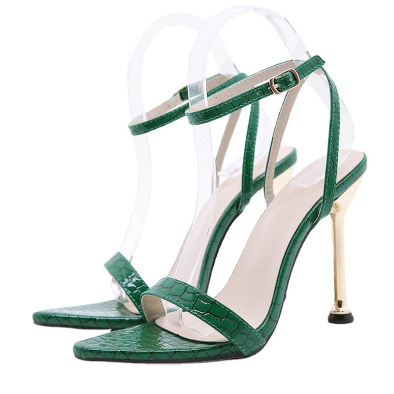 2024 New Summer Women Sandals Open Toe Sandals Sexy Thin Heels Buckle High Heels Fashion Pointed Toe Party Shoes Women Sandals