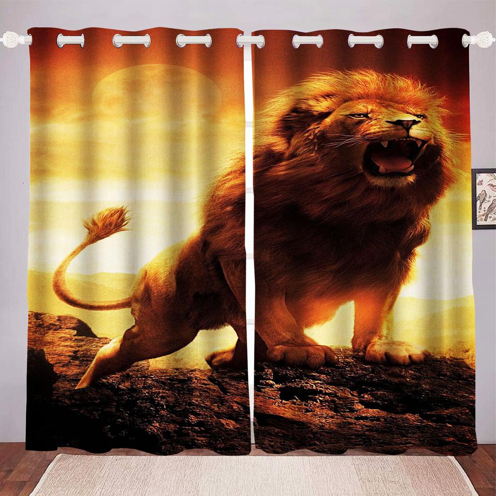 Lion King Dustproof 100% Polyester Blackout Curtains Curtains For Living Room Bedroom Drapes Home Decor
