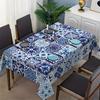 Blue Tile Patchwork Rectangle Tablecloth for Table Decor Elegant Bohemian  Style Kitchen Dining Table Cloth Holiday Party Decor