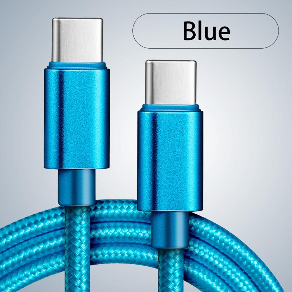 

66 Вт 5 А USB C на Type C Кабель для быстрой зарядки и передачи данных USB Type C на Type-C Нейлоновая оплетка Кабель-адаптер для быстрого заряда 1 м 2 м 3 м 1m синий