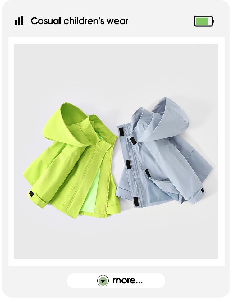 Children's Waterproof Hooded Windbreaker Jacket for Outdoor Casual Wear