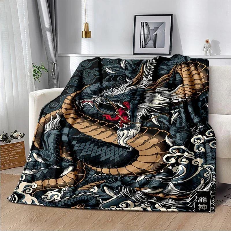 Dragon Blanket 3D Printing Animal Art Soft and Comfortable Sofa Bed Bedroom Decorative Bedspread Travel s