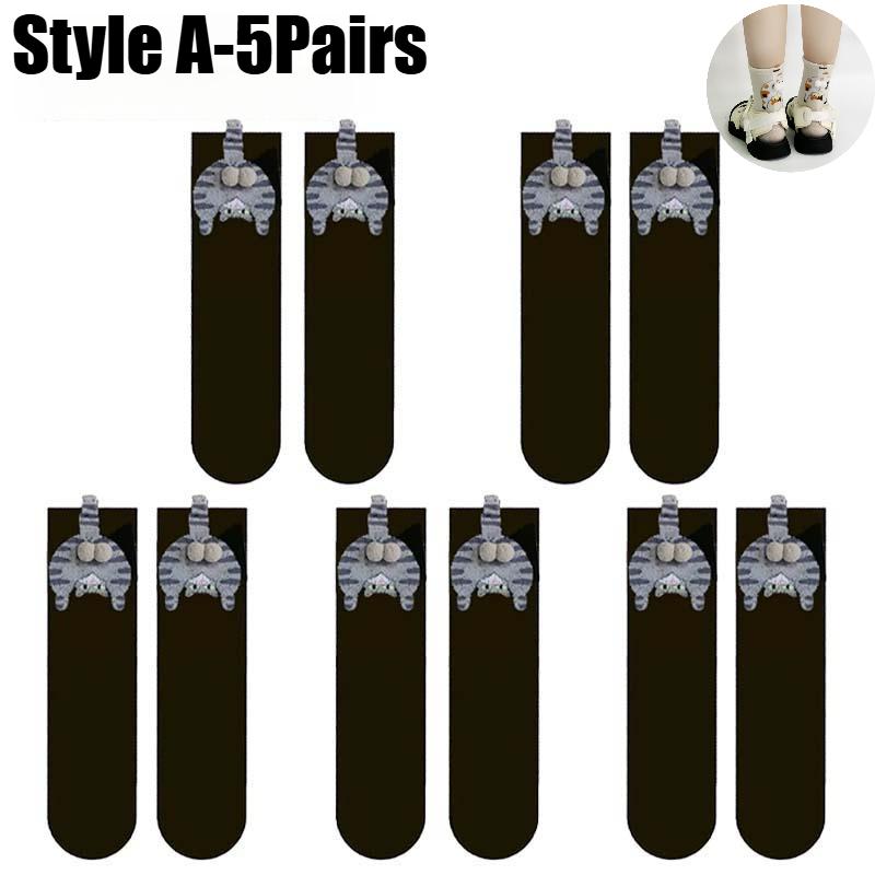 Cat Testicles Socks Women Playful Cartoon Abstract Crew Socks Cotton Comfortable Moisture Absorbing Mid Calf Funny Socks