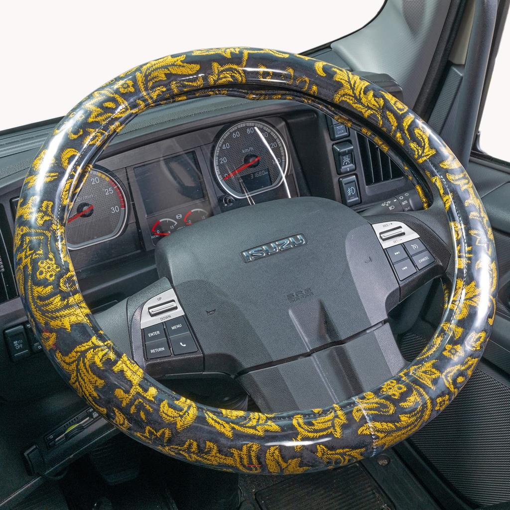 Miyabi Truck Truck Truck Kinkazan Extra Thick Steering Wheel Small (MIYABI) Supplies, Parts, Interior, Cover, Versailles, Black, (36-37cm), HC-VRSBK