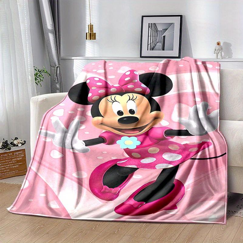 1 unidad, Manta de felpa de lunares rosas de Minnie Mouse, Colcha suave para cama, sofá, viajes