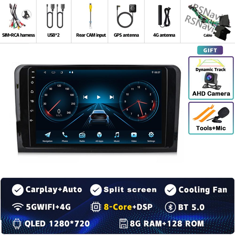 9" Android 14 Carplay Car Radio For Mercedes Benz M-Class W164 GL-Class X164 ML GL Multimedia Video Player GPS Stereo 2Din Auto