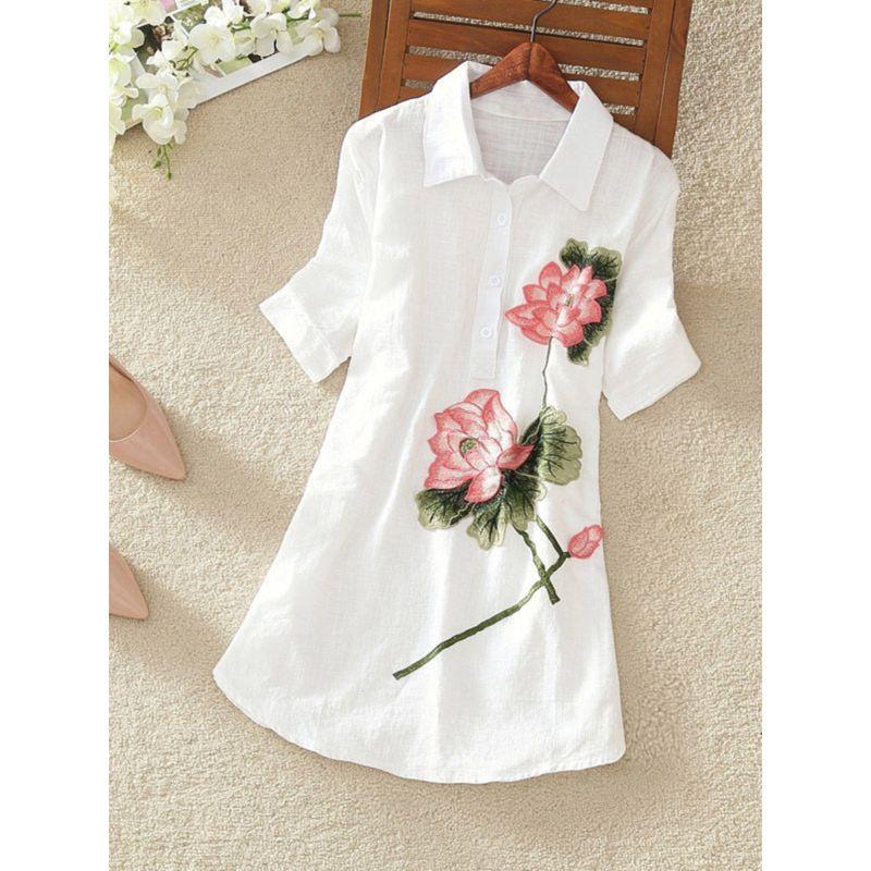 

New Embroidery Short Sleeve Tops M-5XL Embroider Short Sleeve Tops M-5XL 2 Flower M