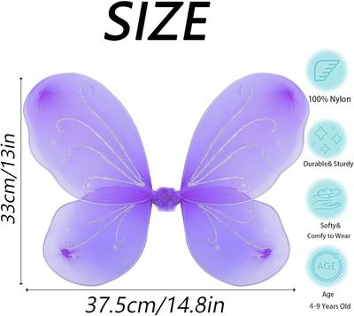 1pcs Fairy Butterfly Wings for Girls Sparkly Princess Angel Wings Fairy Butterfly Dress Up Glitter Decor Cosplay Birthday Party