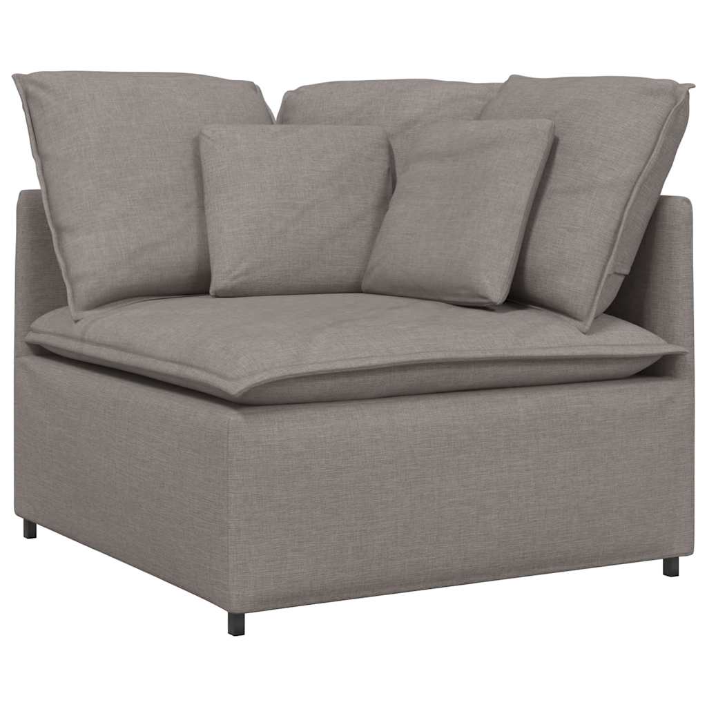 Modular Sofa with Footstool Cushions Fabric Taupe