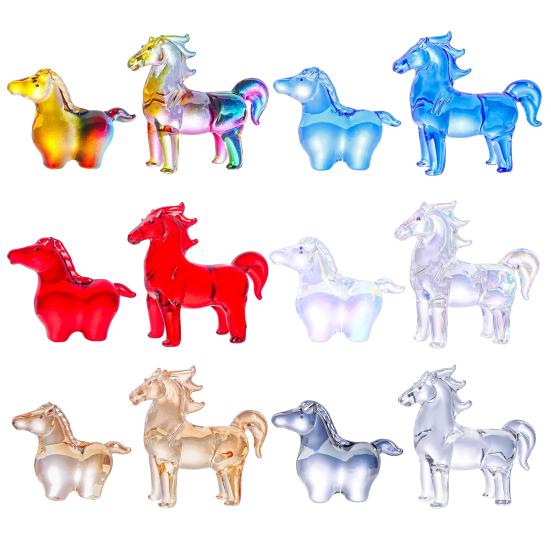 Yousheng Fake Crystal Horse Figurine Hand-carved Miniature Pony Statue Healing Stone Animal Collectible Sculpture Fengshui Decoration Ornament