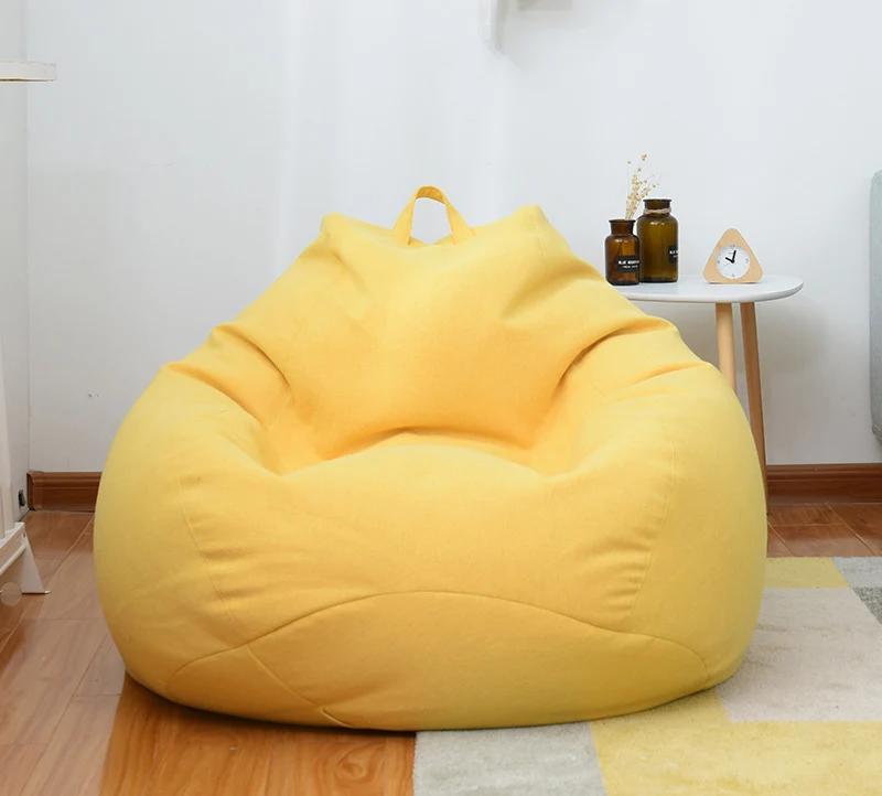 Leinen-Sofahülle ohne Füllung, langer Sitz, Sitzsack, Tatami, Wohnzimmer, Schlafzimmer