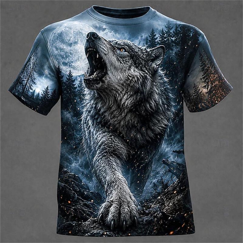Summer Men's 3D Animal Print Crew Neck T-shirt