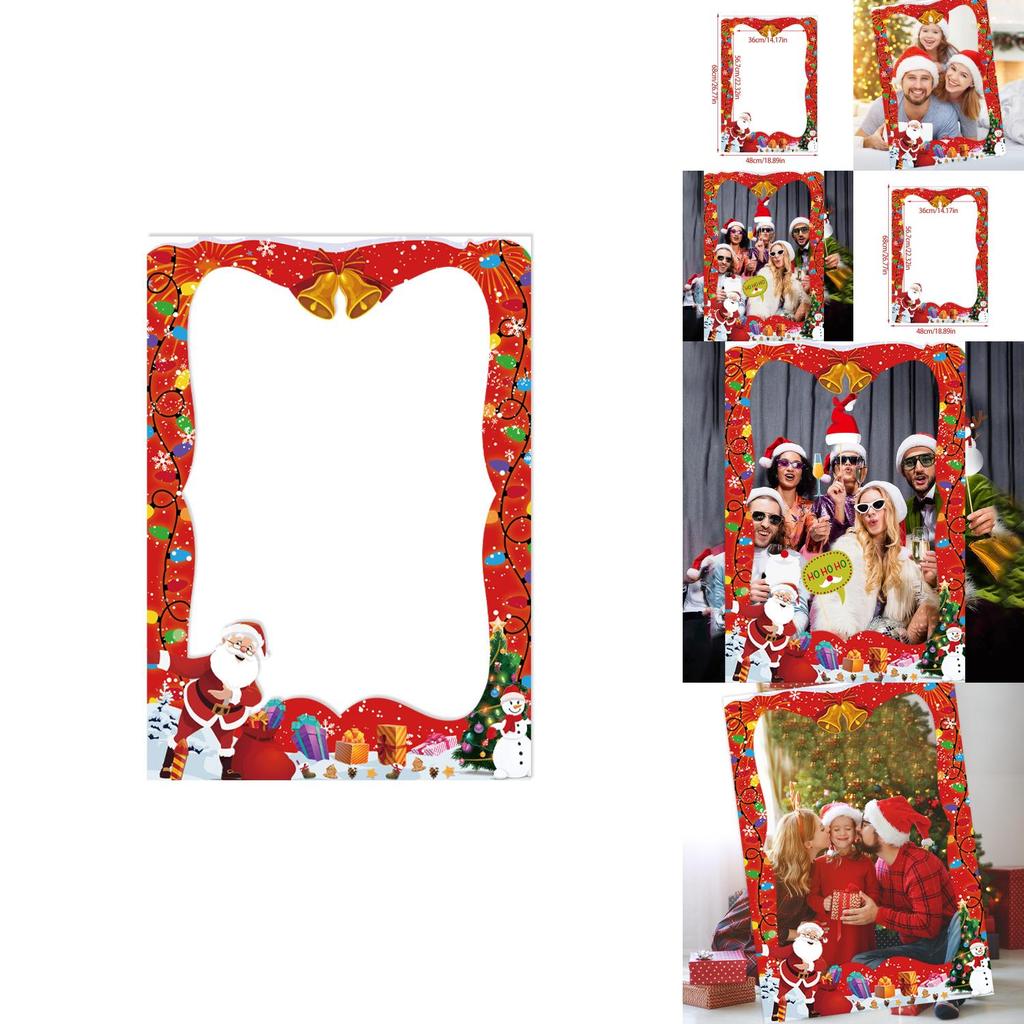 Rekwizyty do fotobudki na przyjęcie bożonarodzeniowe z papierową ramką dla dorosłych i dzieci, świąteczny wystrój