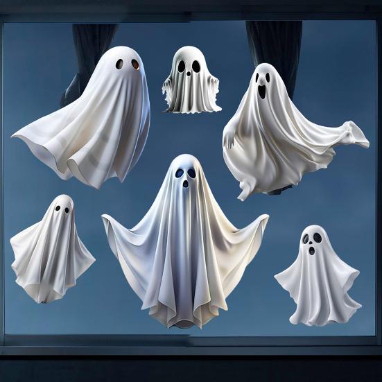Halloween Ghost Window Clings White Little Ghost Double Sided Window Stickers Removable Static Decals for Glass Windows Home Outdoor Decor