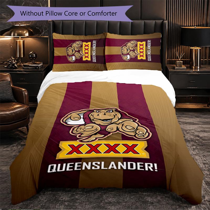 Queensland Maroons Pattern Microfiber 3Pcs Bedding Set Decor Duvet Cover Set For Bedroom Home Use