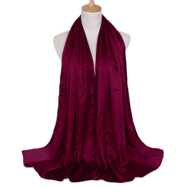 Fashion new plain malaysia satin silk hijab scarf solid color long muslim scarves headscarf turban muslim shawl female