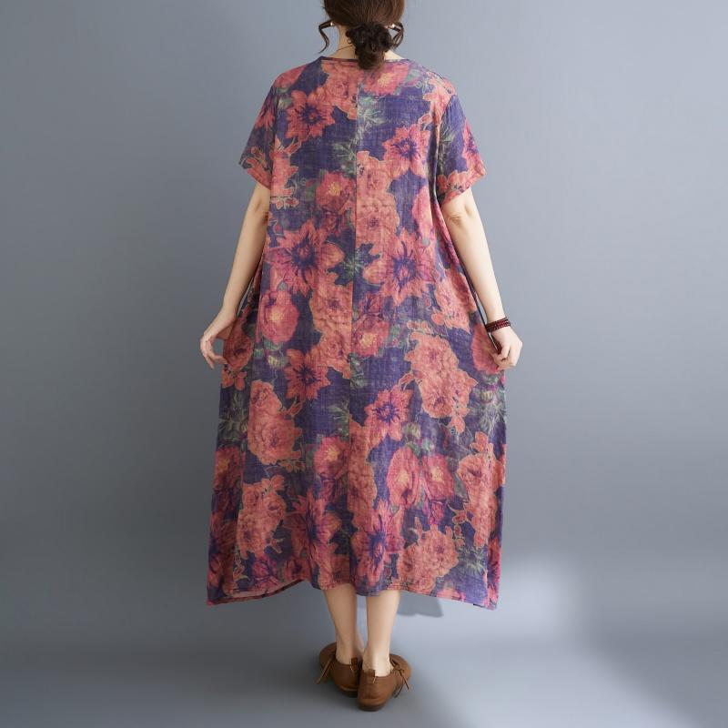 DIMANAF New 2026 Women Plus Size Summer Beach Long Dress Sundress Loose Casual Maxi Elegant Lady Print Dress
