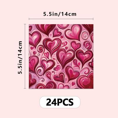24pcs, Love Theme Scrapbook Paper, Valentine's Day, A5 Size, DIY Journal, Material Paper, Patchwork, Photo Album, Crafts