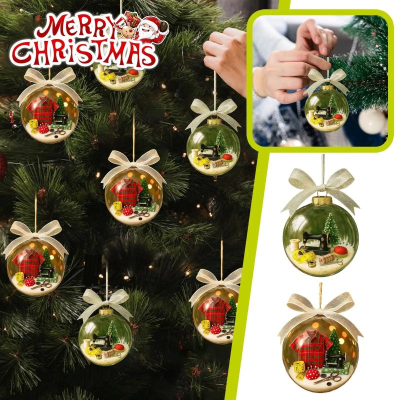 Sewing Machine Design Mini Snow Globe Christmas Ornament for Indoor Wall Door Fireplace.