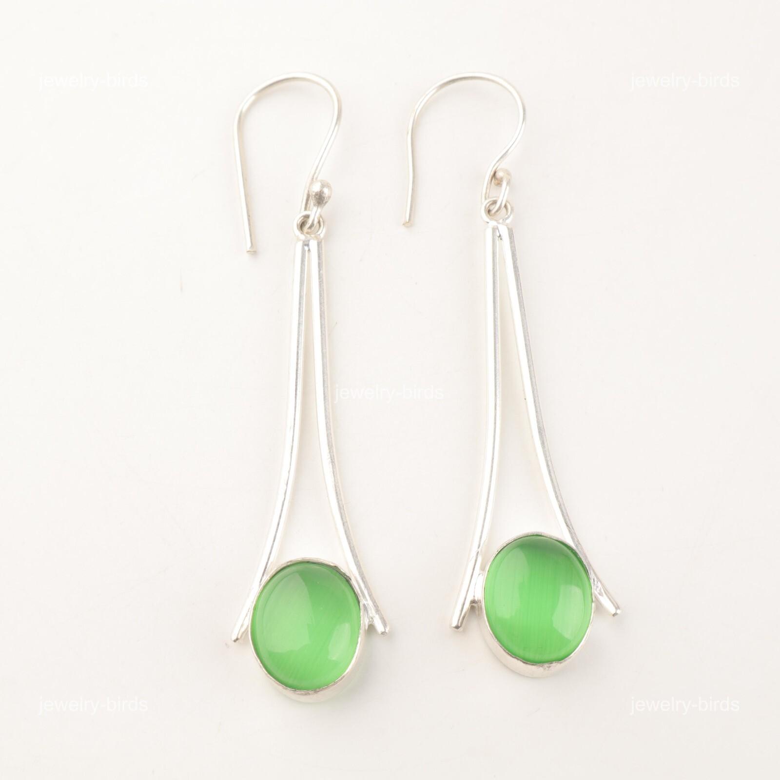 

Овальный зеленый камень «кошачий глаз» 925 стерлинговое серебро висячие серьги-капли с крючком элегантные ювелирные изделия EE-136-35