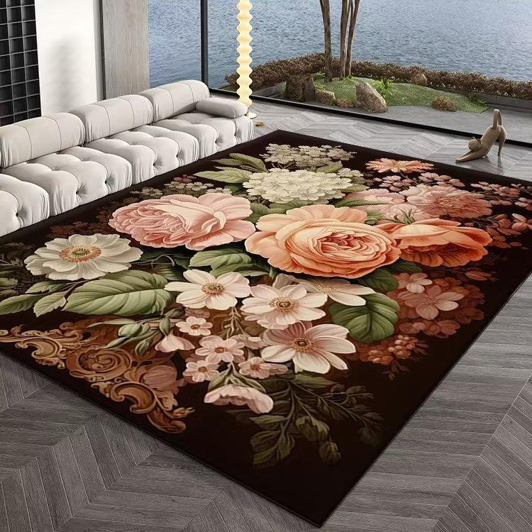 European Bedroom Decor Flower Carpet French Style Carpets for Living Room Lounge Rug Fluffy Soft Study Mat