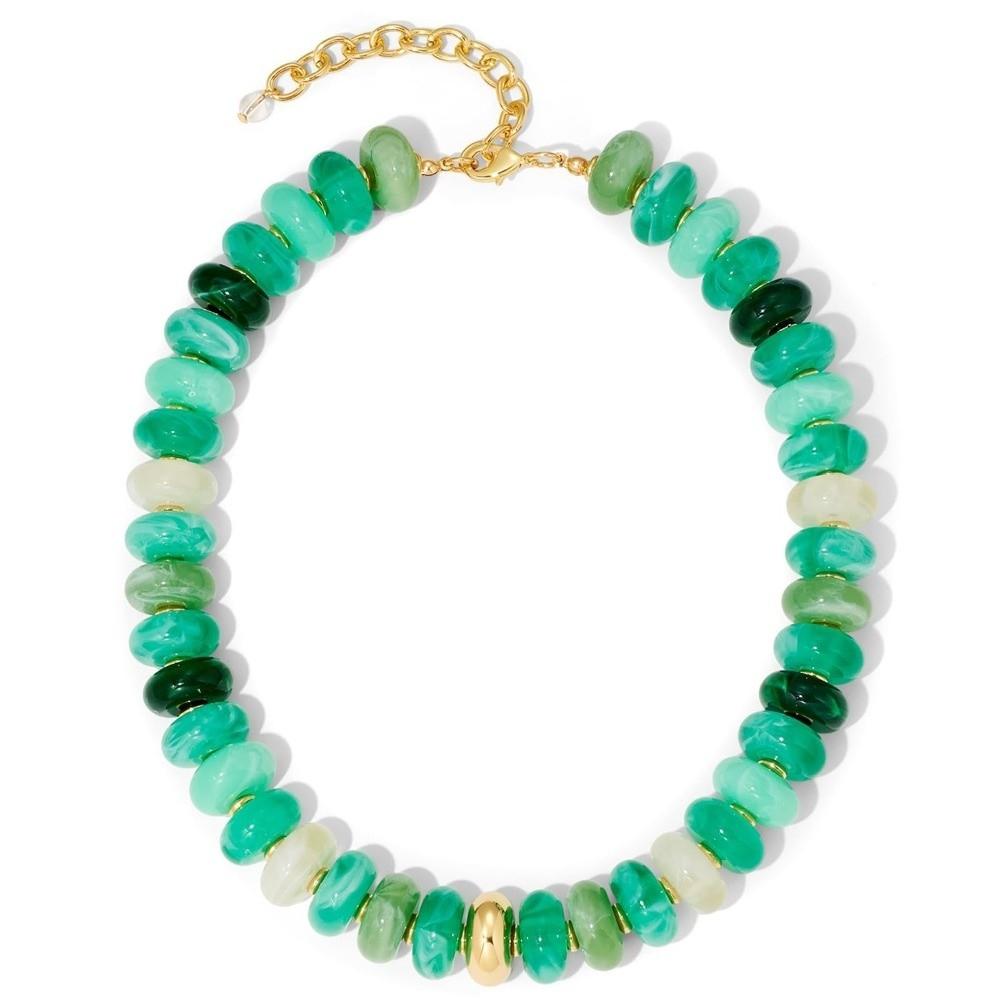 Round Resin Beads Chain Necklaces Chunky Resin Beads Necklace Summer Vacation