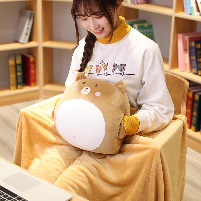 3-in-1 Car Cartoon Pillow Quilt: Dual-purpose Cushion & Blanket with Air Conditioning Blanket, Perfect for Office Naps