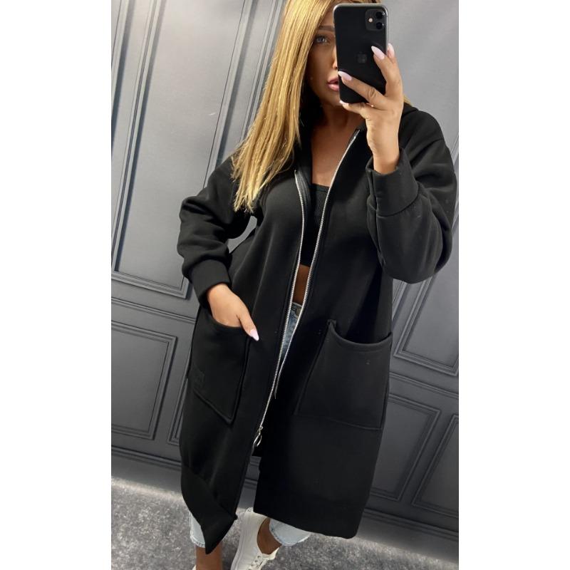 

DAFIFY Женская мода Повседневные однотонные с принтом Осенне-зимние куртки и пальто с длинным рукавом и капюшоном XXXXXL чёрный