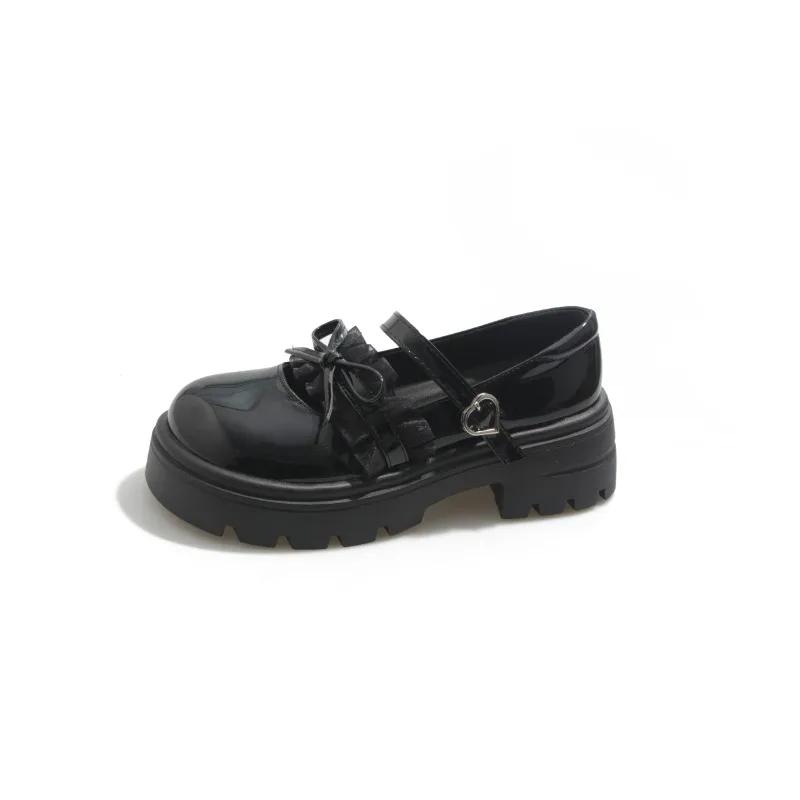 Fashion 2025 Brand Loafers Women's High Heels Fashion Butterfly-knot New Buckle Strap Round Toe Dress Best Seller Platform Heelszapatos