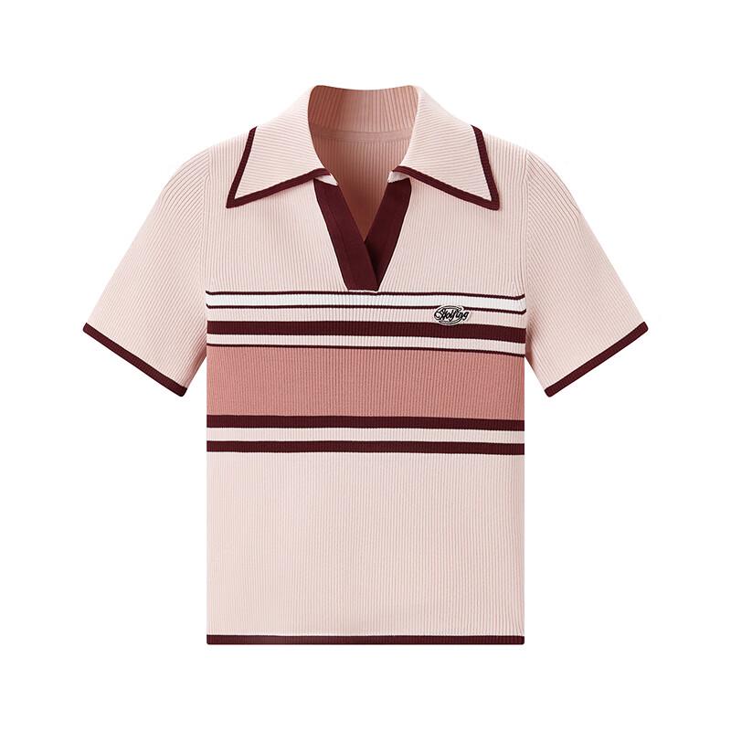 Peacebird Women's Color Block Stripe Knit Polo Top