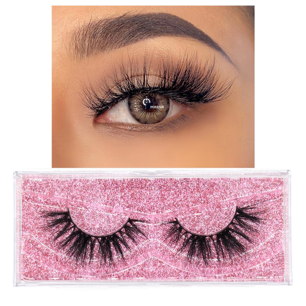 FOXESJI 3D Mink False Eyelashes Fluffy High Volume Eye Lashes Natural Wispy Full Strip Mink Eyelash Extension Bulk Lash Makeup