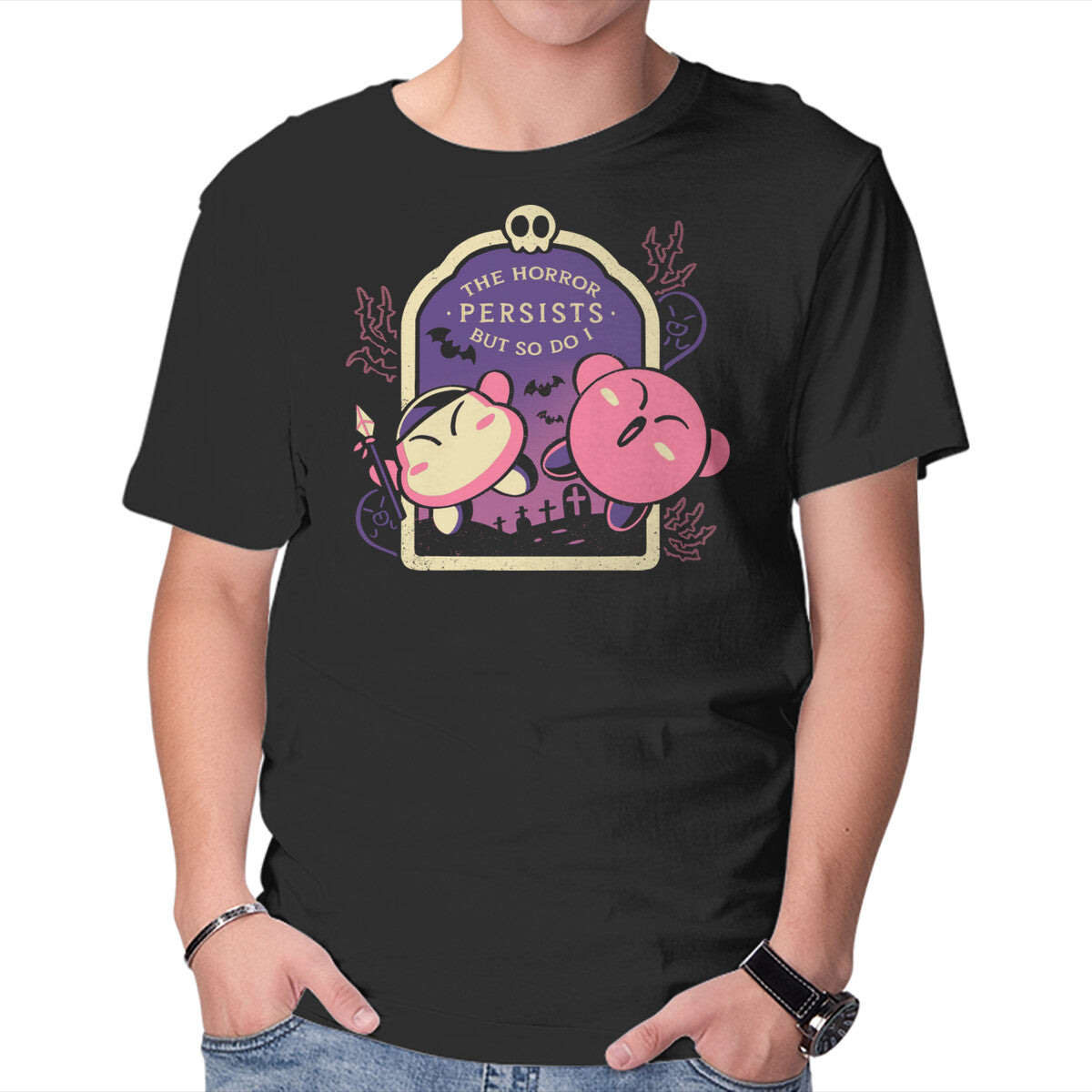 Unisex Crew Neck T-Shirt The Horror Persists But So Do I Graphic Short Sleeve Casual Tee M