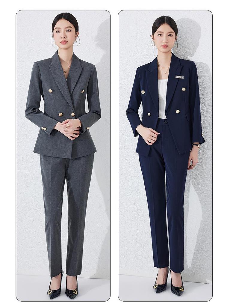 Women's Professional 2025 High-End Blazer Pant Suit Set for Workplace Interviews - Spring Collection
