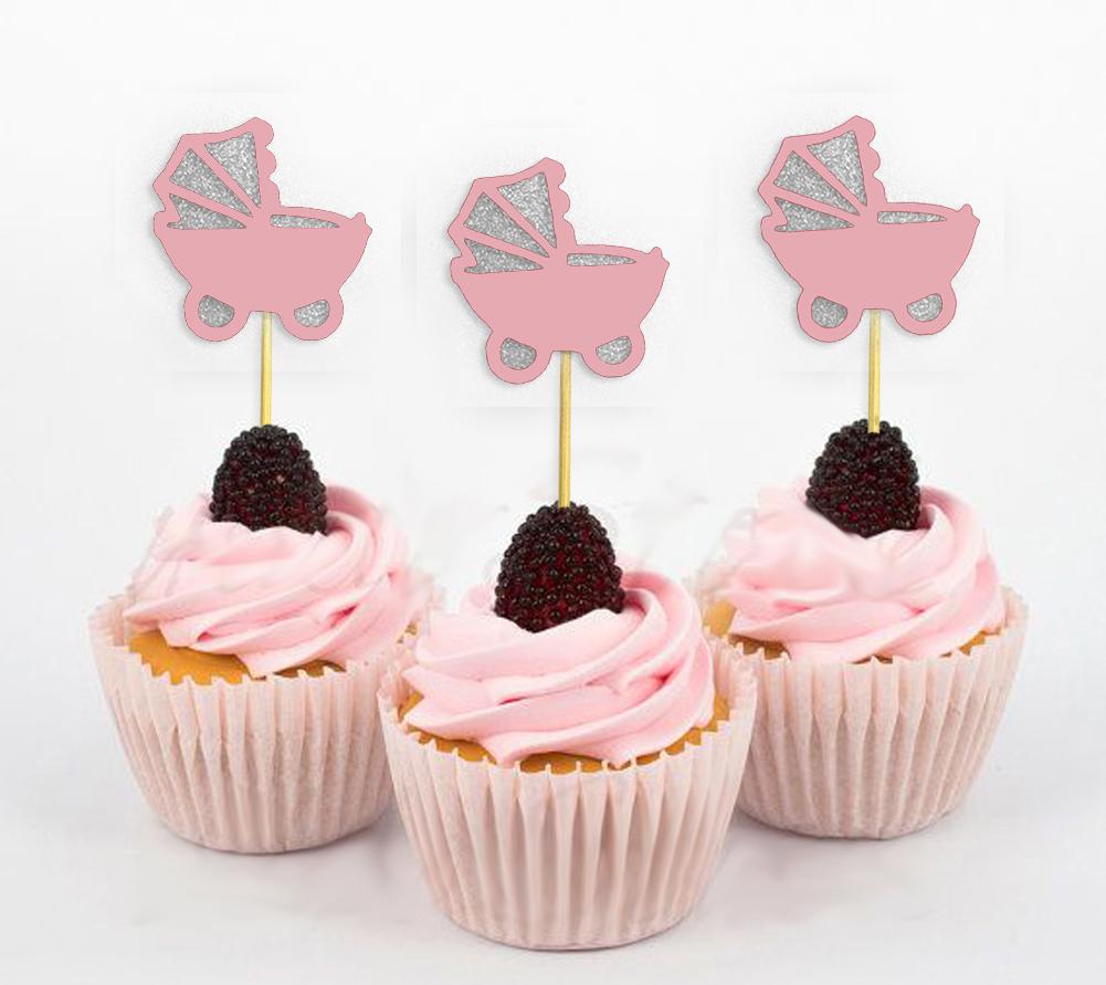 Darling Souvenir| Ozdoby na muffiny do kočárku na oslavu narození miminka| Dekorace na dezert - sada