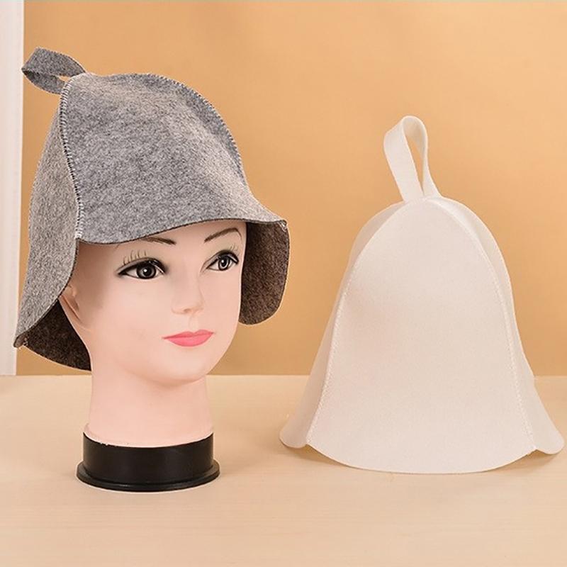 1Pcs  Anti Heat Sauna Hat Thicken Wool Felt Shower Cap Quickly Towel Drying Towel Hats Sauna Bathroom Accessories