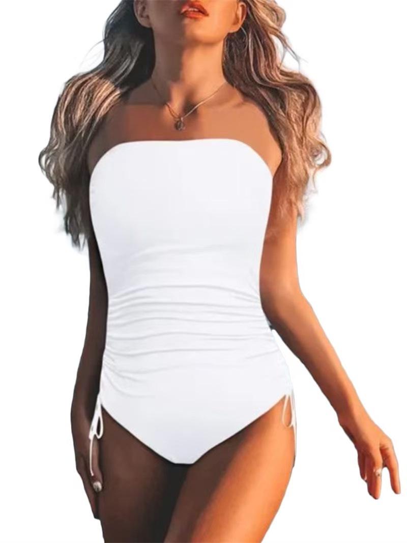2026 European Strapless Leopard Print Slimming One-Piece Swimsuit for Women XX-Large